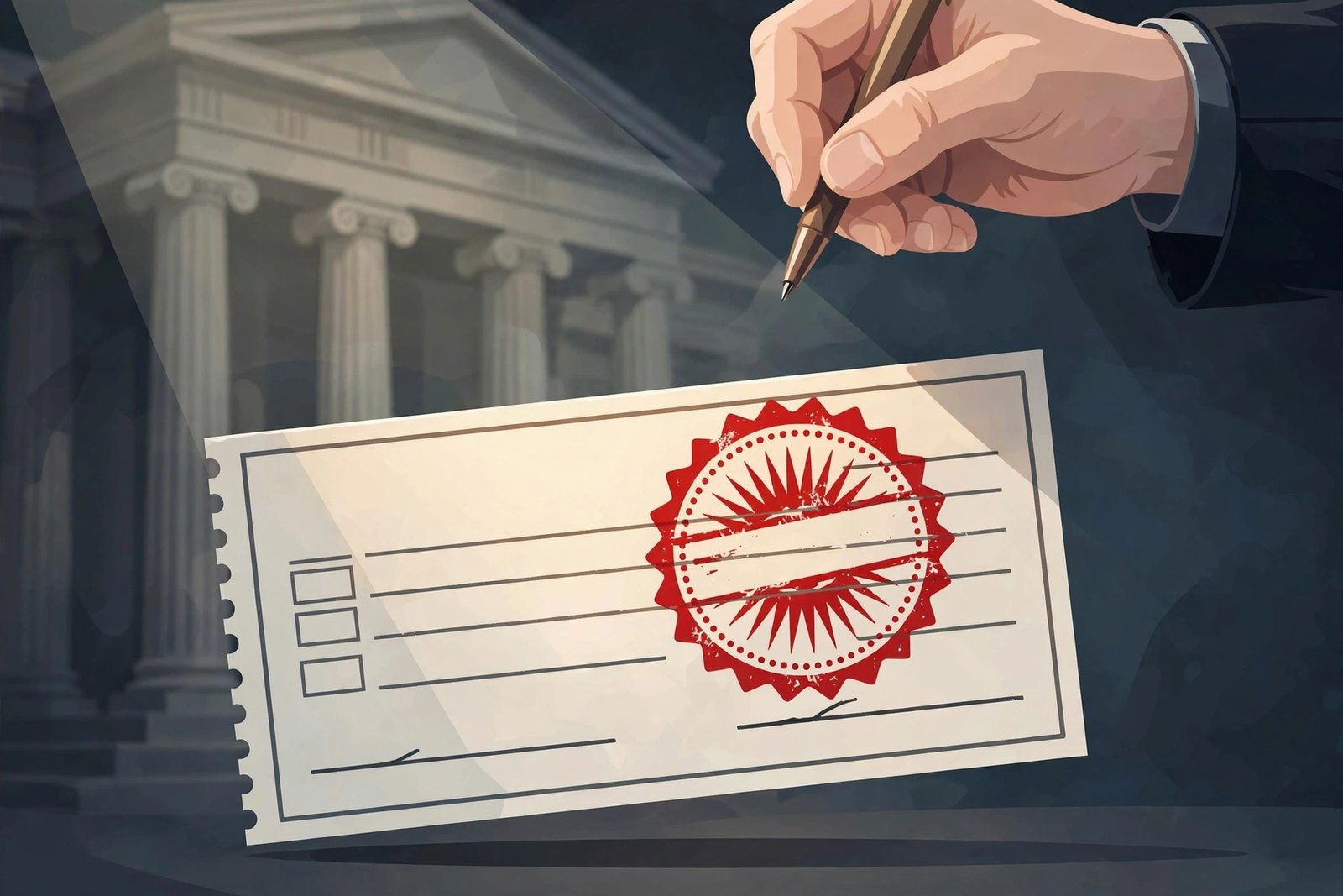 Dishonored bank cheque stamped bounced on a desk in Pakistan