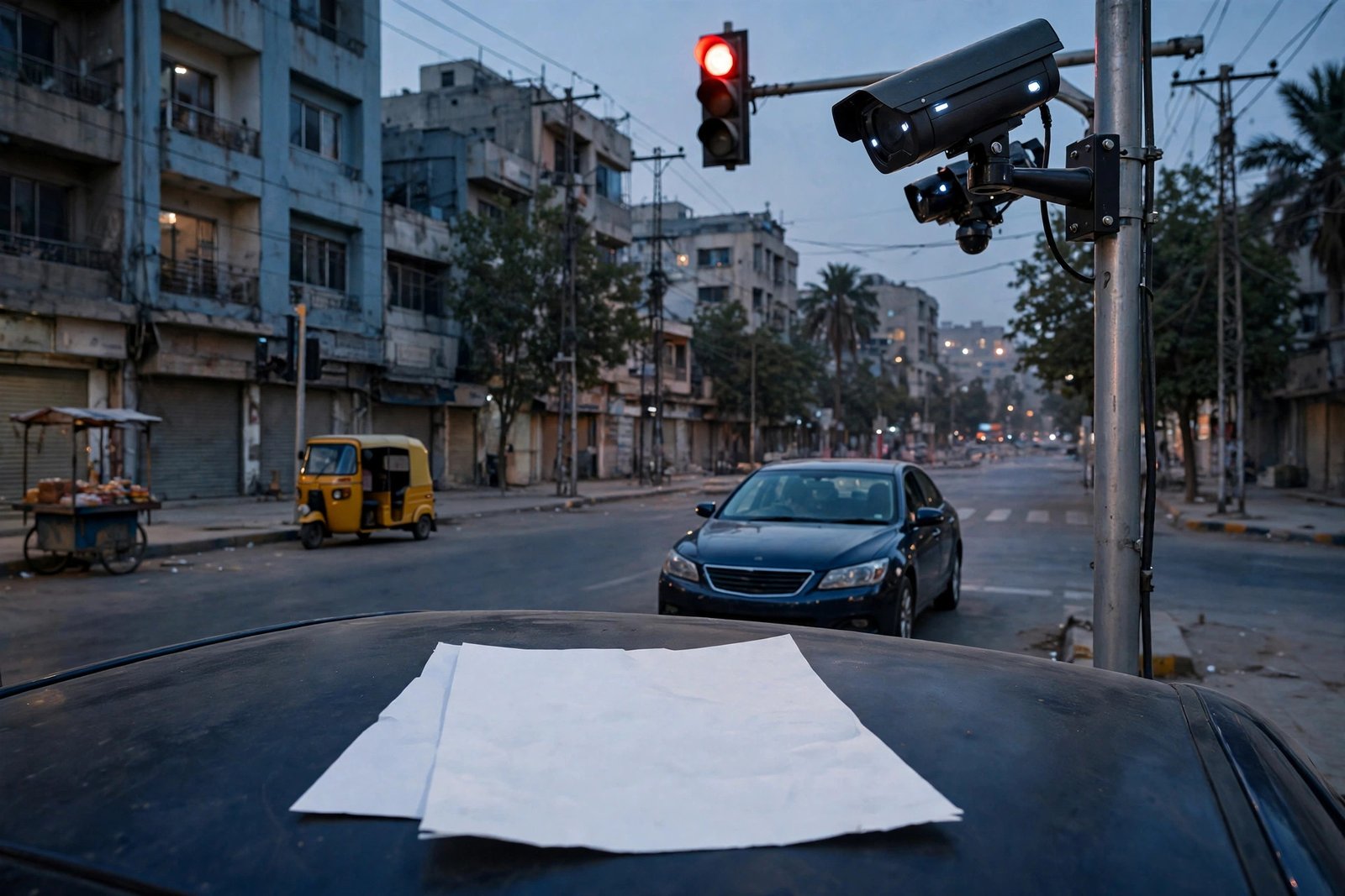 Traffic camera and vehicle number plate — checking an e-challan in Pakistan