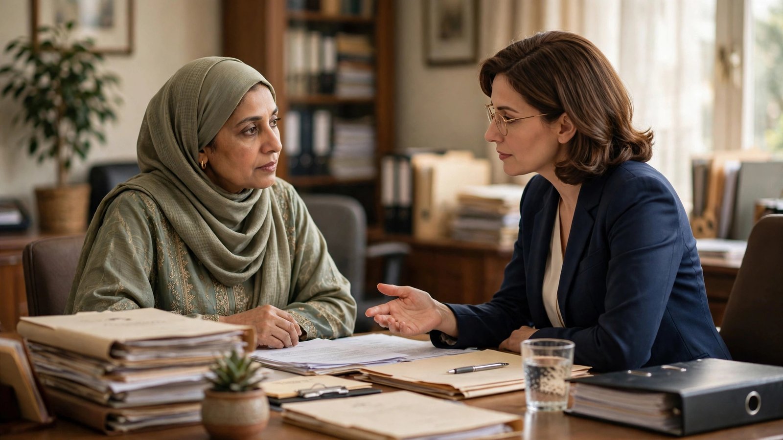 Woman consulting a family lawyer about khula procedure in Pakistan