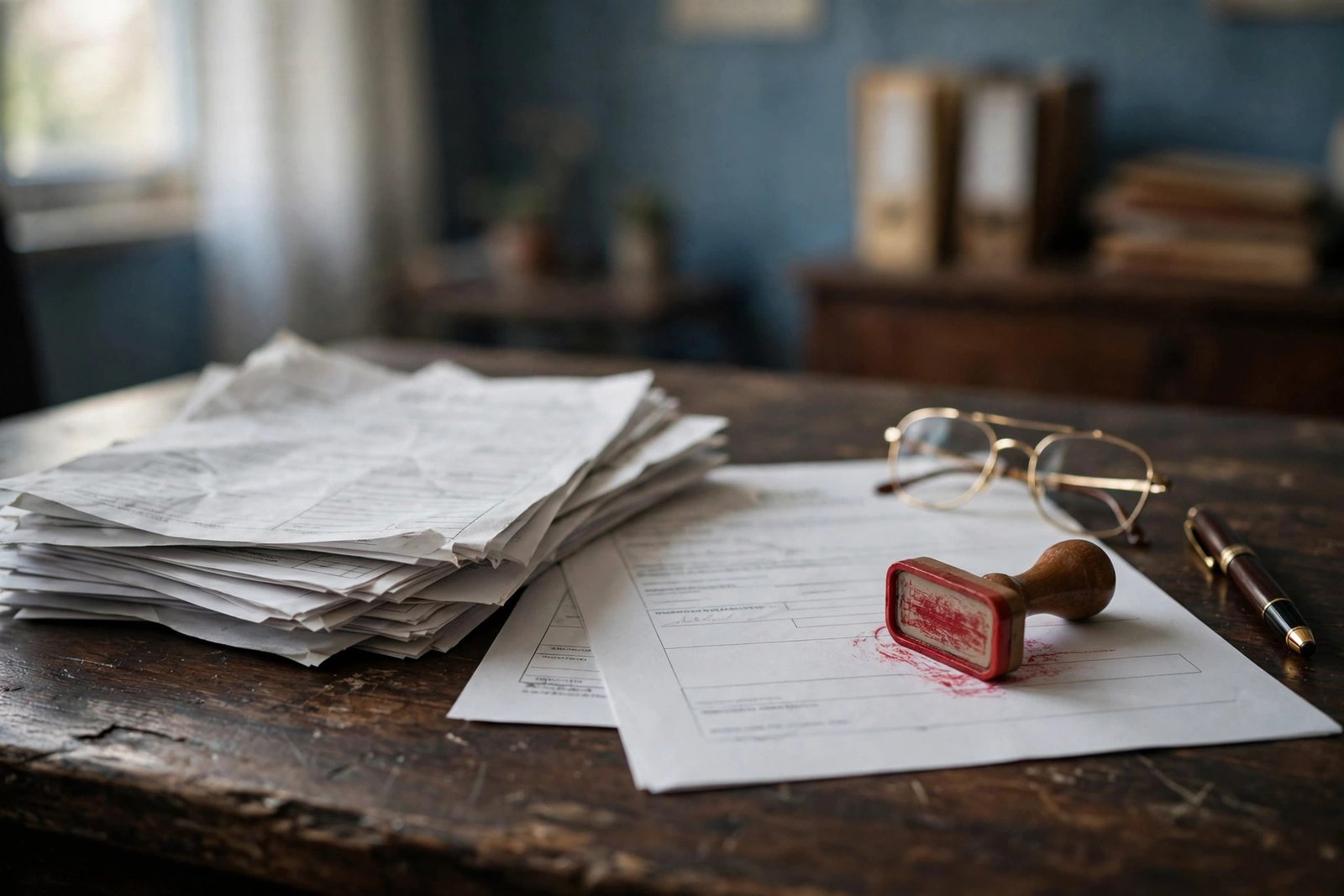 Property tax documents and a lease agreement on a desk in a Pakistani tax office, illustrating the LHC ruling that long-term lessees count as owners for property tax