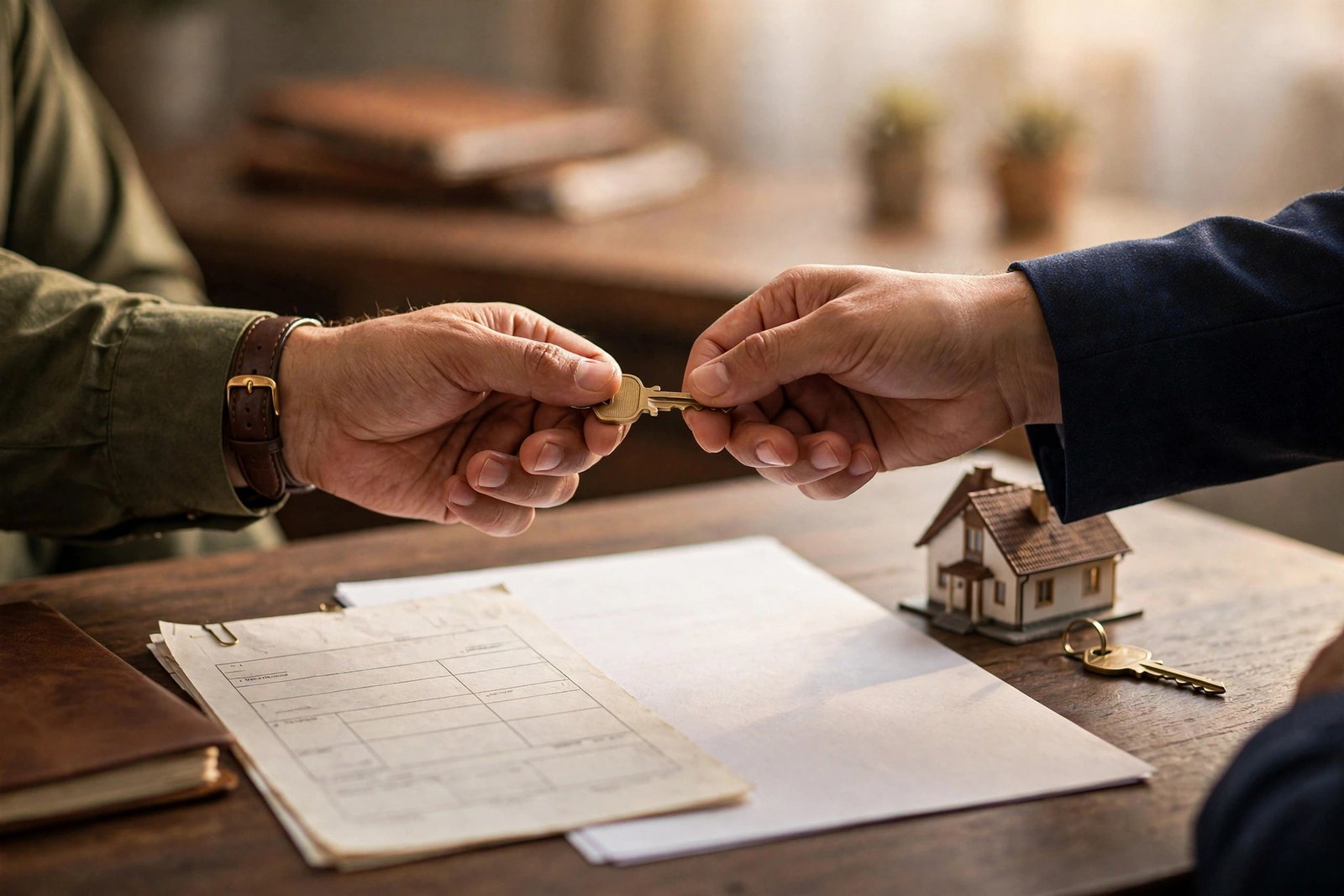 Pakistani property documents and house keys on a desk representing the lis pendens property purchase rule